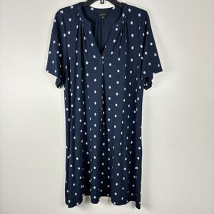 J Jill Wearever Collection Dress Jersey Knit L Floral Print Blue Stretch Comfy